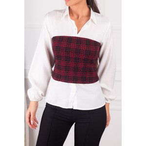 armonika Women's Claret Red Bodice Detailed Long Sleeve Shirt with Smoked Waist