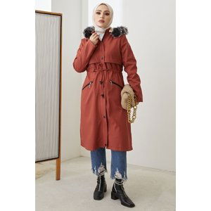 InStyle Zipper Pocket Leatherette Coat - Tiles