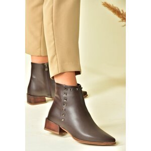 Fox Shoes Brown Studded Detailed Women's Boots