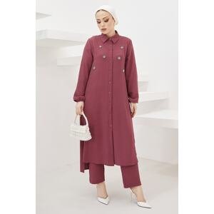 InStyle Pearl-Embroidered Ayrobin Double Suit - Plum