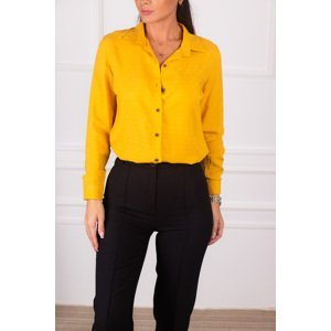 armonika Women's Yellow Patterned Long Sleeve Shirt