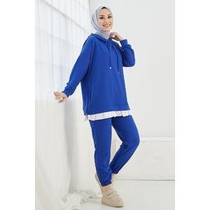 InStyle Losya Zippered Sides Hoodie Double Suit - Sax