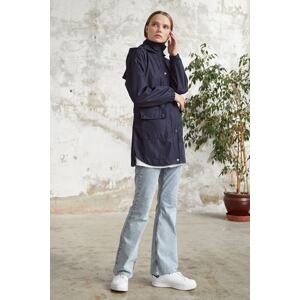 InStyle Rosa Short Belted Trench Coat - Navy Blue