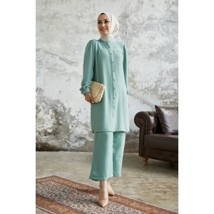 InStyle Arfa Ayrobin Loose Suit with Buttons - Light Green