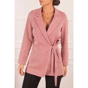 armonika Women's Red Side Tie Herringbone Patterned Cachet Jacket