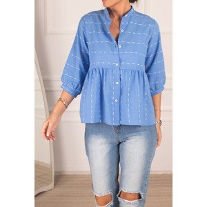 armonika Women's Blue Six-Shirred Quarter Sleeve Shirt