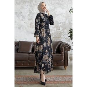 InStyle Luis Chiffon Dress with Lace Collar - Black