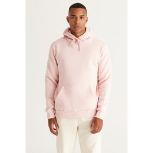 AC&Co / Altınyıldız Classics Men's Powder Powder Standard Fit Fleece 3 Threads Hooded Hooded Kangaroo Pocket Cotton Sweatshirt.