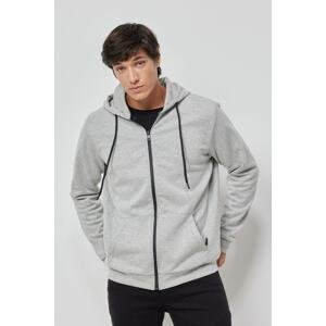 AC&Co / Altınyıldız Classics Men's Gray Melange Standard Fit Normal Cut Hooded Zippered Sweatshirt Jacket.