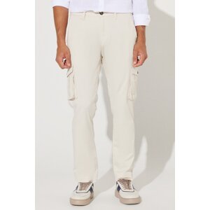 AC&Co / Altınyıldız Classics Men's Beige Slim Fit Slim Fit Cargo Pocket Cotton Flexible Trousers