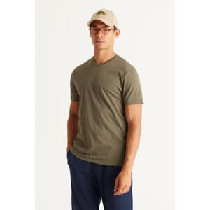 AC&Co / Altınyıldız Classics Men's Khaki Slim Fit Slim Fit 100% Cotton V-Neck T-Shirt