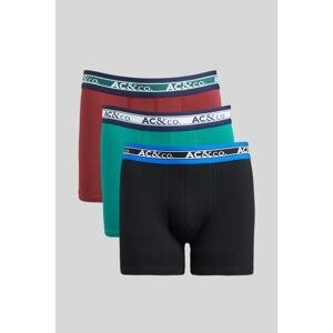 AC&Co / Altınyıldız Classics Men's Black-burgundy-green 3-Piece Cotton Flexible Boxer Pack