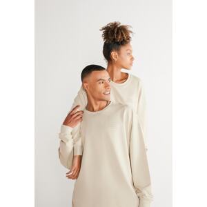 AC&Co / Altınyıldız Classics Unisex Beige Oversize Loose Fit, Crew Neck Cotton Flexible Sweatshirt.