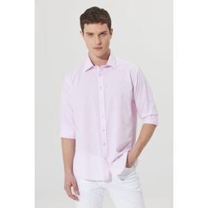 AC&Co / Altınyıldız Classics Men's Pink Comfort Fit Comfy Cut, Classic Collar 100% Cotton Shirt.