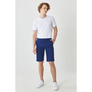 AC&Co / Altınyıldız Classics Men's Indigo Slim Fit Slim Fit Dobby Shorts 100% Cotton Casual Chino Shorts.