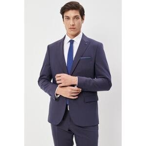ALTINYILDIZ CLASSICS Men's Navy Blue Slim Fit Slim Fit Swallow Collar Striped Woolen Suit