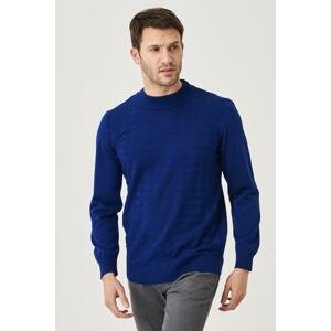 ALTINYILDIZ CLASSICS Men's Navy Blue Standard Fit Normal Cut Half Turtleneck Knitwear Sweater.