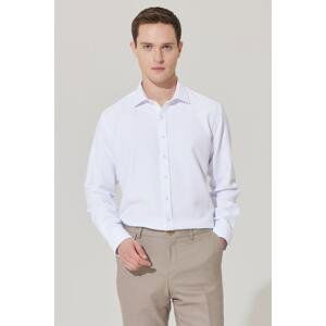 ALTINYILDIZ CLASSICS Men's White Comfort Fit Relaxed Fit Classic Collar Cotton Comfort Dobby Shirt