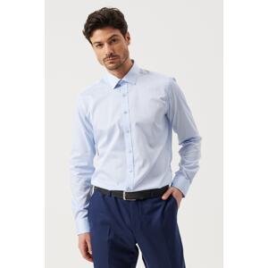 ALTINYILDIZ CLASSICS Men's Blue Slim Fit Slim Fit Classic Collar 100% Cotton Patterned Non-iron Shirt.