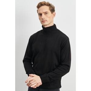 ALTINYILDIZ CLASSICS Men's Black Anti-Pilling, Anti-Pilling Feature Standard Fit Full Turtleneck Knitwear Sweater.