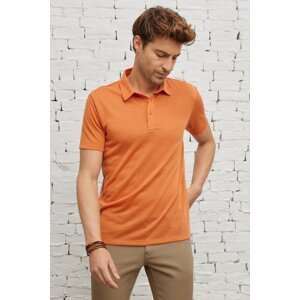 ALTINYILDIZ CLASSICS Pánske tričko s oranžovým slim fit slim fit polo výstrihom s krátkym rukávom.
