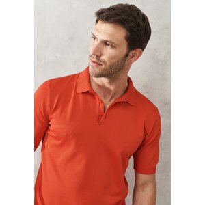 ALTINYILDIZ CLASSICS Men's Red Standard Fit Plain Polo Neck Short Sleeve Knitwear T-Shirt