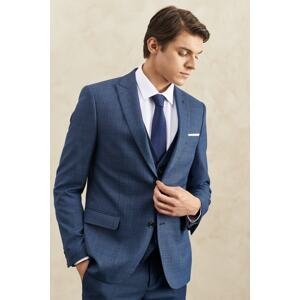 ALTINYILDIZ CLASSICS Men's Navy Blue Slim Fit Slim-Fit Cut Dovetail Collar Dobby Vest Classic Suit