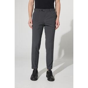 ALTINYILDIZ CLASSICS Men's Anthracite Slim Fit Narrow Cut Seersucker Patterned Flexible Trousers with Elastic Waist