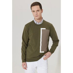 ALTINYILDIZ CLASSICS Men's Khaki Standard Fit Normal Cut, Crew Neck Sweatshirt.