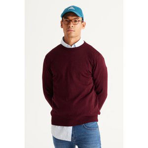 ALTINYILDIZ CLASSICS Men's Claret Red Standard Fit Normal Cut Crew Neck Knitwear Sweater.