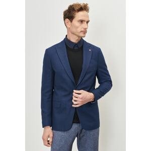 ALTINYILDIZ CLASSICS Men's Navy Blue Slim Fit Slim Fit Dovetail Collar Patterned Jacket