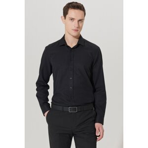 ALTINYILDIZ CLASSICS Men's Black Slim Fit Slim Fit Classic Collar Dobby Shirt