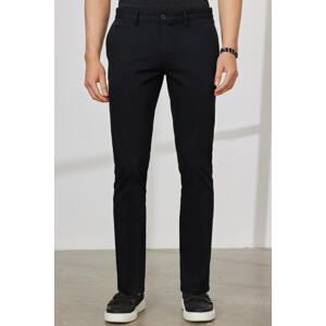 ALTINYILDIZ CLASSICS Men's Black Slim Fit Slim Fit Trousers with Side Pockets, Cotton Flexible Dobby Pants.