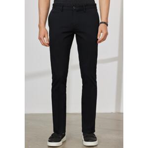 ALTINYILDIZ CLASSICS Men's Black Slim Fit Slim Fit Trousers with Side Pockets, Cotton Flexible Dobby Pants.