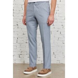 ALTINYILDIZ CLASSICS Men's Blue Slim Fit Narrow Cut Side Pocket Dobby Elastic Waist Elastic Trousers