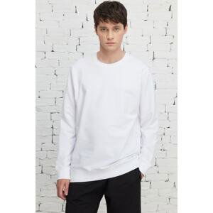 ALTINYILDIZ CLASSICS Men's White Standard Fit Regular Fit Crew Neck Sweatshirt