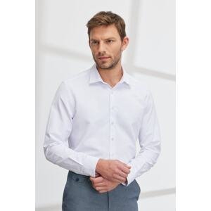ALTINYILDIZ CLASSICS Men's White Slim Fit Slim Fit Classic Collar Cotton Dobby Shirt