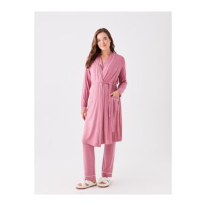 LC Waikiki Long Sleeve Maternity Dressing Gown with Shawl Collar Plain