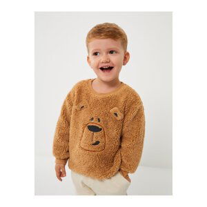 LC Waikiki Crew Neck Long Sleeve Embroidery Detailed Plush Baby Boy Sweatshirt