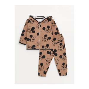 LC Waikiki Hooded Long Sleeve Mickey Mouse Printed Baby Boy Sweatshirt and Tracksuit Bottom 2-Pack