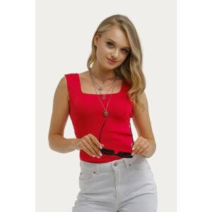 armonika Women's Red Thick Straps Camisole Blouse