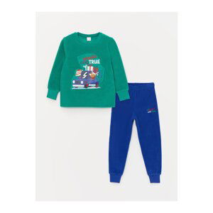 LC Waikiki Crew Neck Christmas Themed Long Sleeve Fleece Boys' Pajamas Set