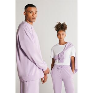 AC&Co / Altınyıldız Classics Unisex Lilac Oversize Loose Fit, Crew Neck Cotton Flexible Sweatshirt.