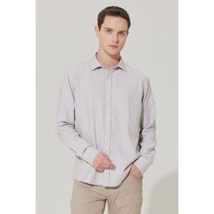 ALTINYILDIZ CLASSICS Men's Beige Slim Fit Narrow Cut Classic Collar Cotton Dobby Shirt