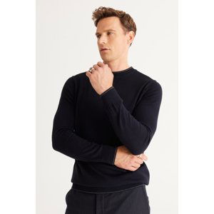 ALTINYILDIZ CLASSICS Men's Navy Blue Anti-Pilling Standard Fit Regular Fit Crew Neck Knitwear Sweater