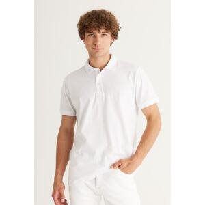 AC&Co / Altınyıldız Classics 100% organická bavlna pánske biele tričko s výstrihom slim fit slim fit.