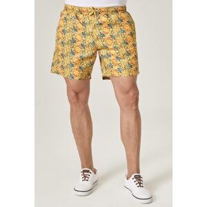 AC&Co / Altınyıldız Classics Men's Yellow Standard Fit Casual Patterned Swimwear Marine Shorts
