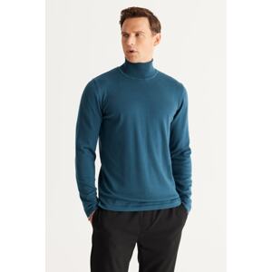 ALTINYILDIZ CLASSICS Men's Petrol Standard Fit Regular Fit Full Turtleneck Knitwear Sweater