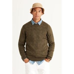 AC&Co / Altınyıldız Classics Men's Khaki Standard Fit Regular Cut Crew Neck Jacquard Knitwear Sweater