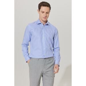 ALTINYILDIZ CLASSICS Men's White-blue No-Iron Tailored Slim Fit Classic Collar 100% Cotton Patterned Non-iron Shirt.